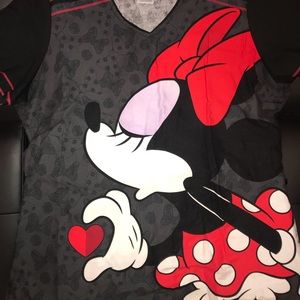 Licensed Disney Love Mickey & Minnie Scrub Top